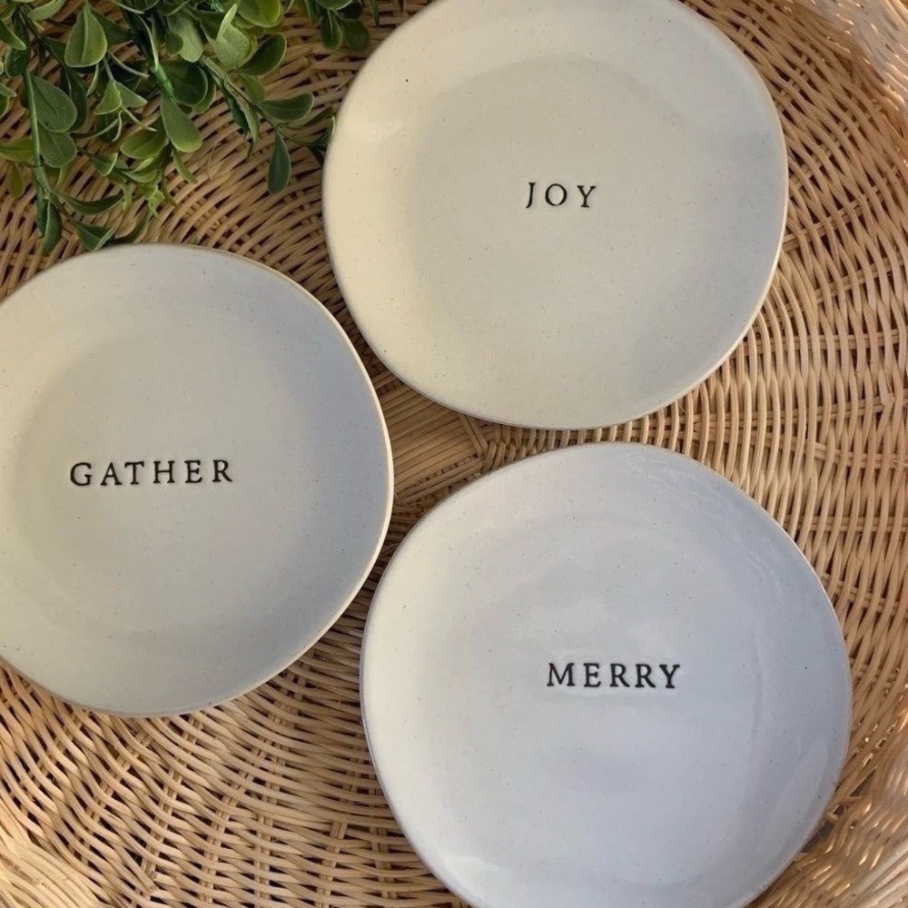 HEARTH & HAND With Magnolia Stoneware Appetizer Plates Set Of 3 Gather Joy Merry